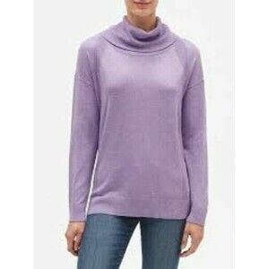 Banana Republic Sweater Long Sleeve Cowl Neck Pullover Tunic Purple Women XL NWT